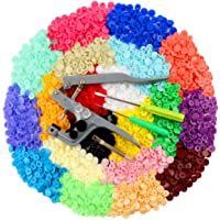 ilauke 400pcs Botones Snaps Plástico T5 Botones Redondos Colores 20 Colores con Snap Alicate